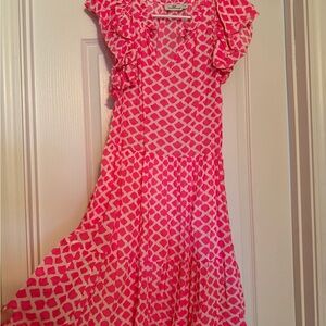 Vineyard Vines Pink and White Dress